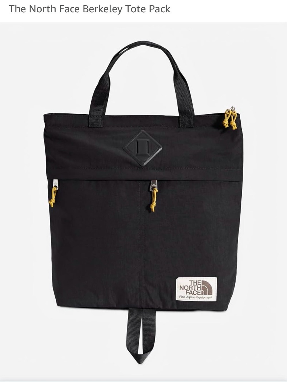 The North Face Black Tote Pack with Yellow Accents